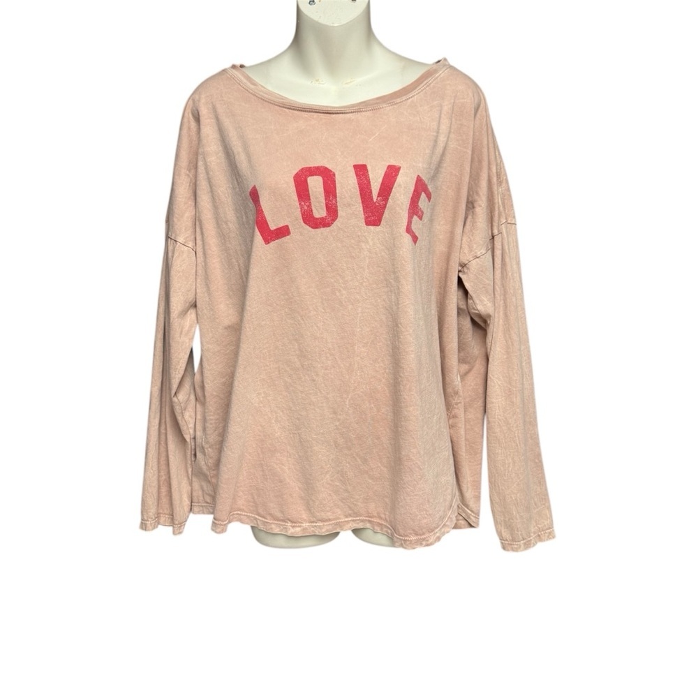 Oat Collective tan shirt with faded red LOVE size large but oversized